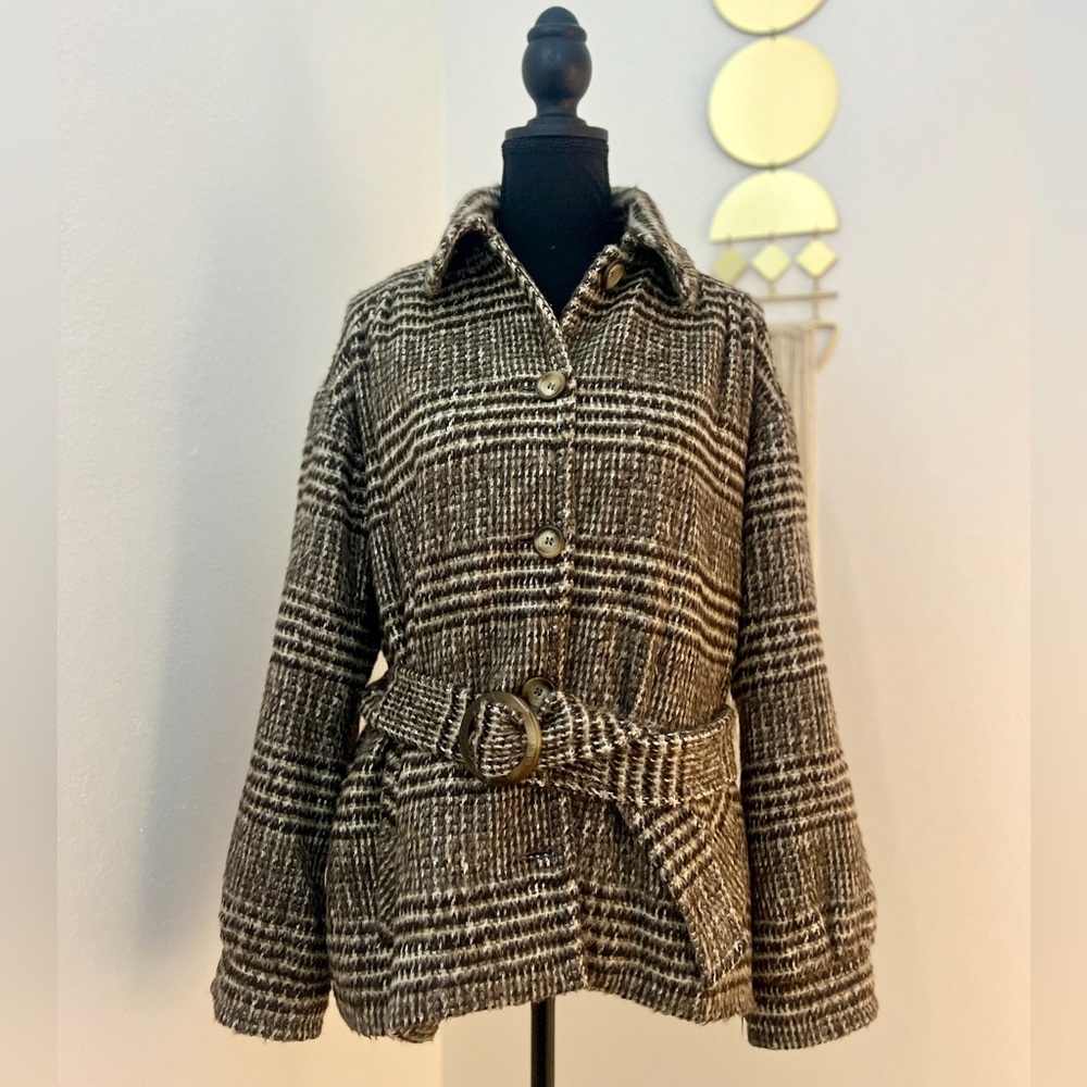 Rouje John Coat, Brown Plaid, FR 36, US4/6/8
